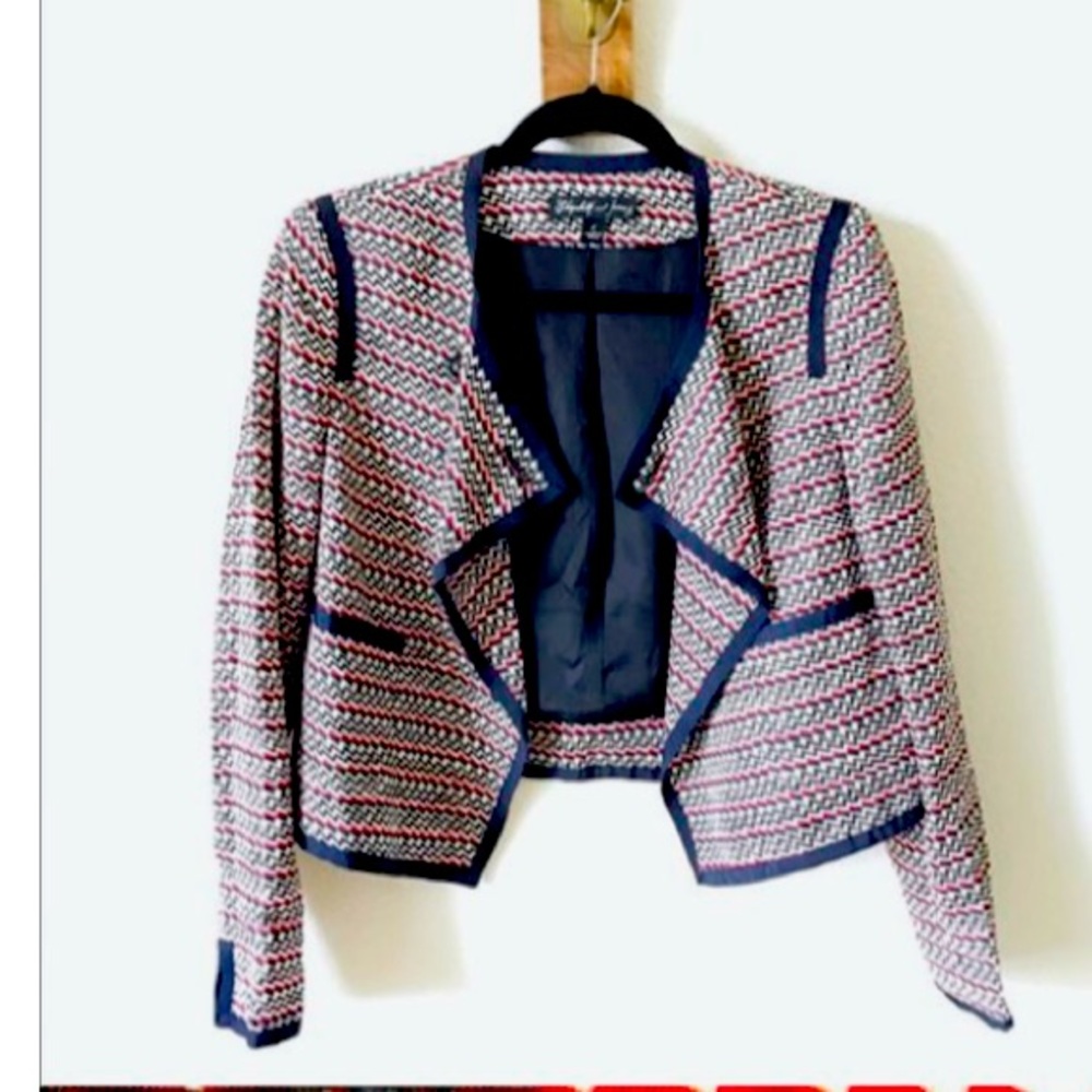 NWOT Elizabeth and James Freddie Zig Zag Linen Blend Jacket Sz 8 MSRP $495 - Picture 2 of 10